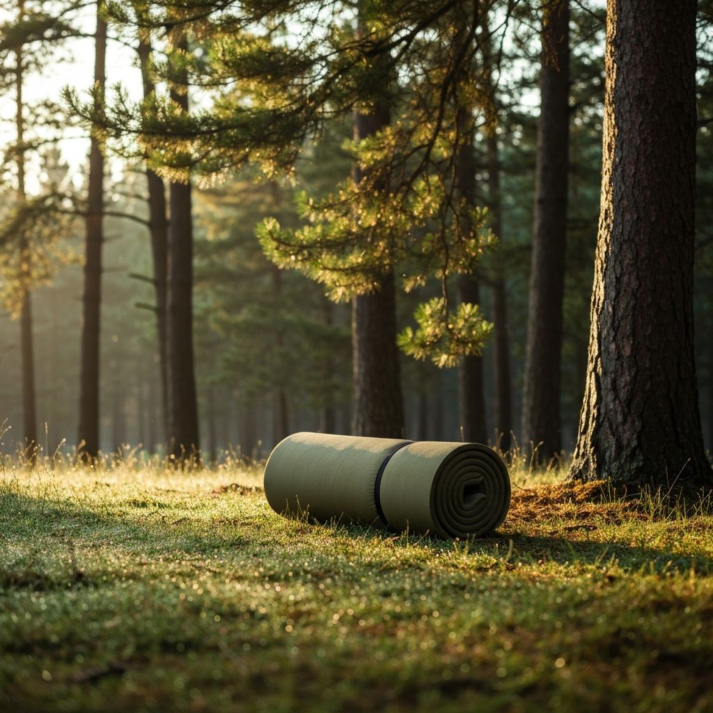 Outdoor camping scene with ARMY equipment